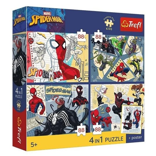 PUZZLE 4X88 PREMIUM SIEĆ ZABAWY SPIDERMAN 34705 -zdjęcie numer 1