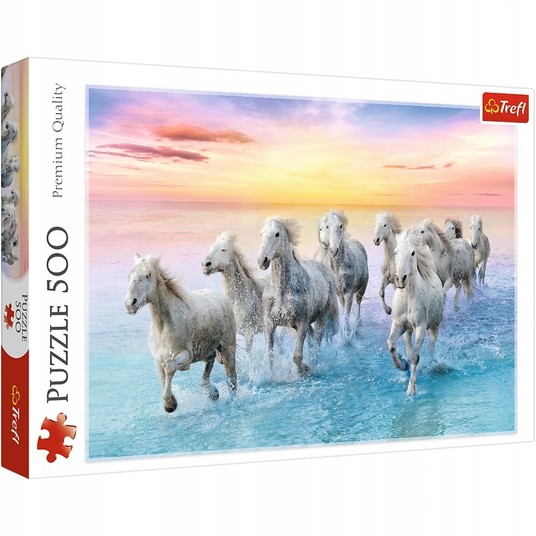 PUZZLE 500 BIAŁE KONIE W GALOPIE 37289 -zdjęcie numer 1