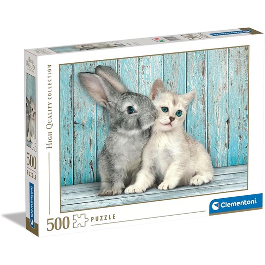 PUZZLE 500 EL. KOTEK I KRÓLIK CLEMENTONI 0049 -zdjęcie numer 1