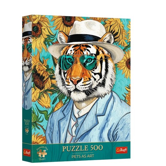 PUZZLE 500 PREMIUM PAN TYGRYS I SŁONECZNIKI 37626 -zdjęcie numer 1