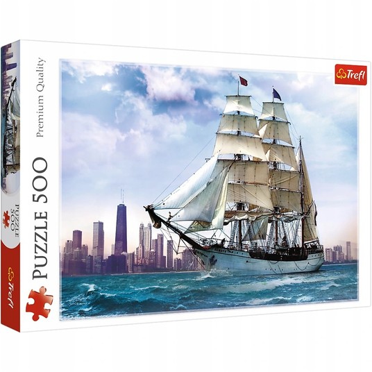 PUZZLE 500 ŻAGLOWIEC NA TLE CHICAGO 37120 -zdjęcie numer 1