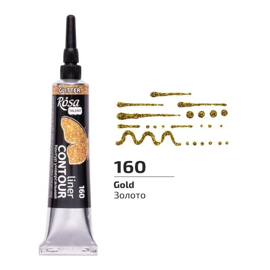 ROSA TALENT KONTURÓWKA BROKAT ZŁOTY 20ML A'4 -zdjęcie numer 1