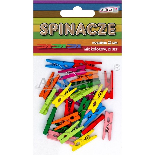 Spinacze drewniane mix kolorów, rozm. 25 mm -zdjęcie numer 1
