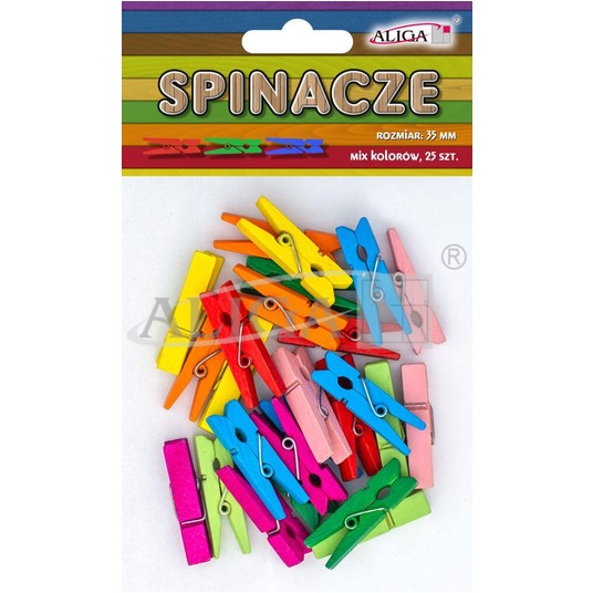 Spinacze drewniane mix kolorów, rozm. 35 mm -zdjęcie numer 1