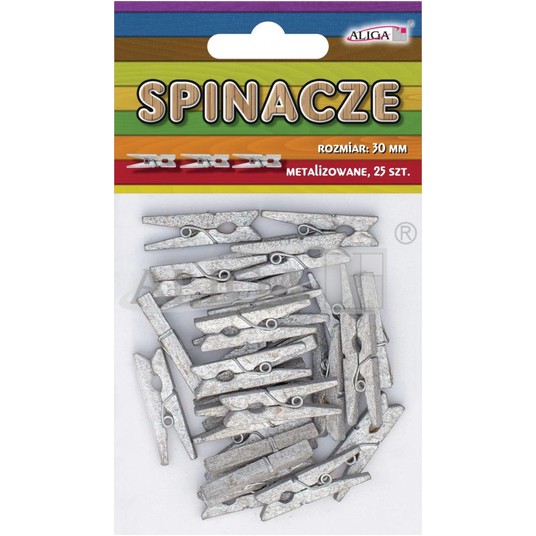Spinacze metalizowane srebrne, rozm. 30 mm -zdjęcie numer 1