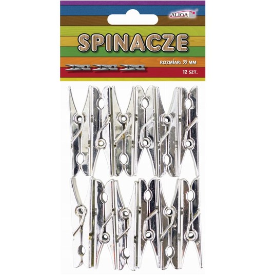 Spinacze plastikowe, metalizowane srebrne 35mm -zdjęcie numer 1