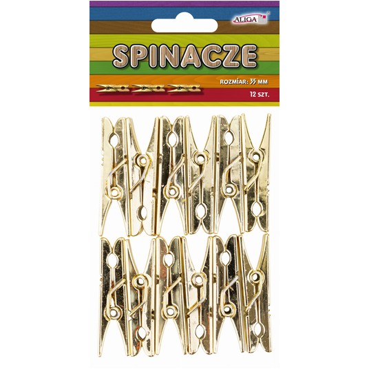 Spinacze plastikowe, metalizowane złote rozm. 35mm -zdjęcie numer 1