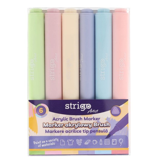STRIGO MARKER AKRYLOWY BRUSH 6KOL.ZESTAW 4232 -zdjęcie numer 1