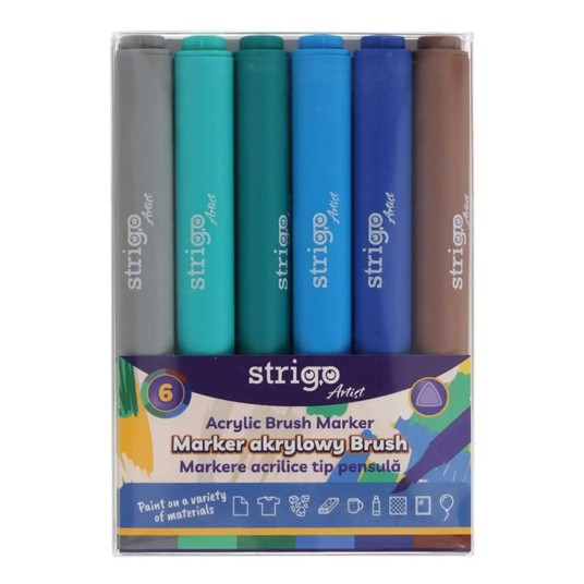 STRIGO MARKER AKRYLOWY BRUSH 6KOL.ZESTAW 4249 -zdjęcie numer 1