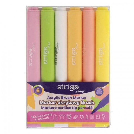 STRIGO MARKER AKRYLOWY BRUSH 6KOL.ZESTAW 4256 -zdjęcie numer 1