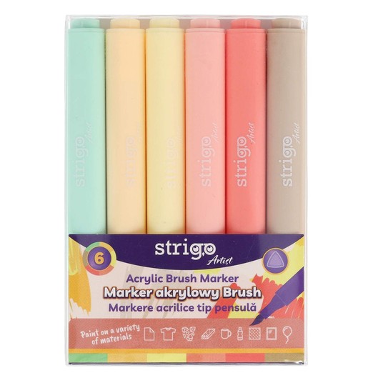 STRIGO MARKER AKRYLOWY BRUSH 6KOL.ZESTAW 4270 -zdjęcie numer 1