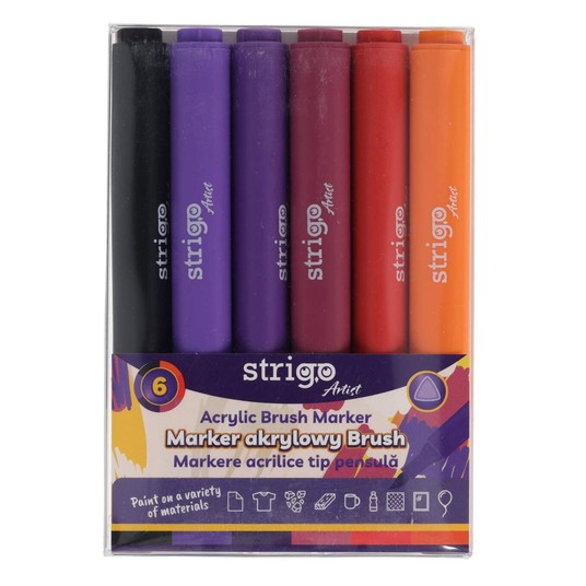 STRIGO MARKER AKRYLOWY BRUSH 6KOL.ZESTAW 4294 -zdjęcie numer 1