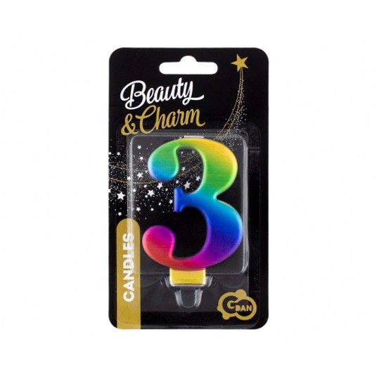ŚWIECZKA B&C CYFERKA 3 GALAXY 8,0CM -zdjęcie numer 1