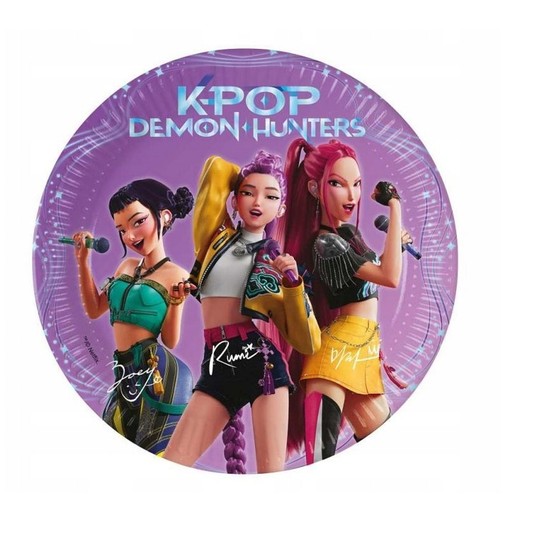 Talerzyki papierowe K-POP DEMON HUNTERS 20cm 8szt. -zdjęcie numer 1