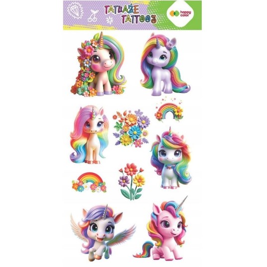Tatuaże zmywalne FLOWER UNICORNS 100x200mm 4336 -zdjęcie numer 1