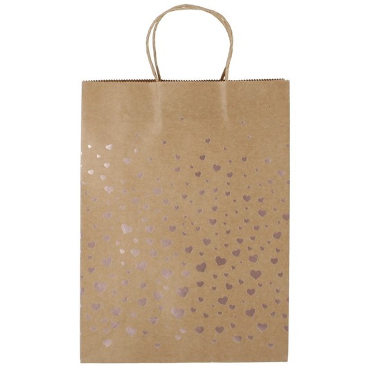 TOREBKI PAPIER. KRAFT RÓŻOWE SERCA L 33x10x24 A'5 -zdjęcie numer 1