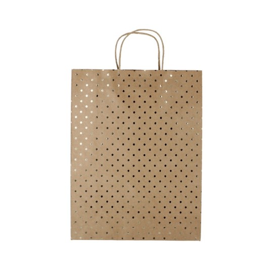 TOREBKI PAPIER. KRAFT ZŁOTE KROPKI XL 39X12X30 A'5 -zdjęcie numer 1