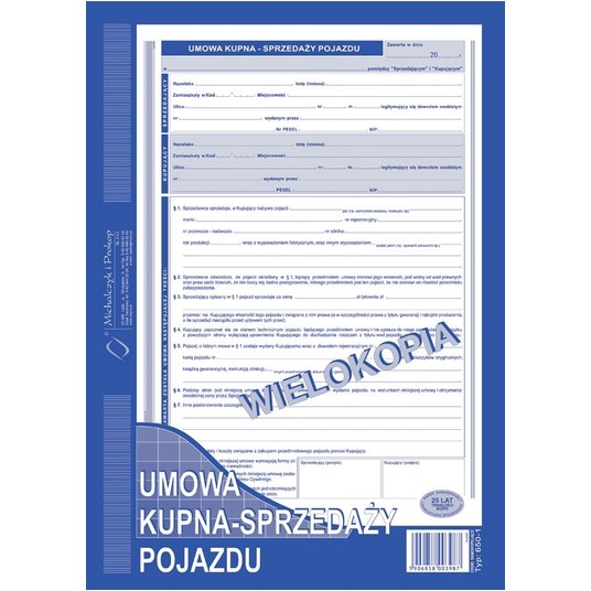 UMOWA KUPNA-SPRZEDAŻY POJAZDU (WIEL) 650-1 -zdjęcie numer 1