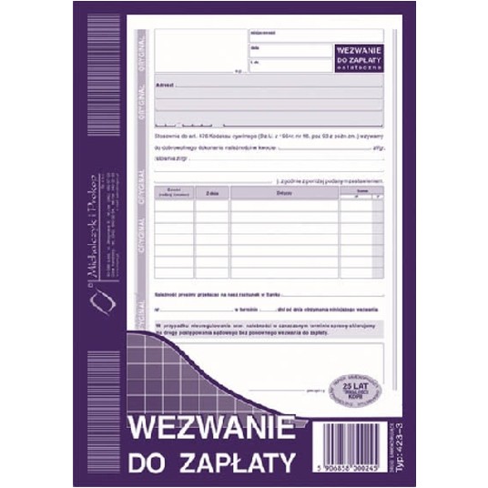 WEZWANIE DO ZAPŁATY A5 423-3 -zdjęcie numer 1