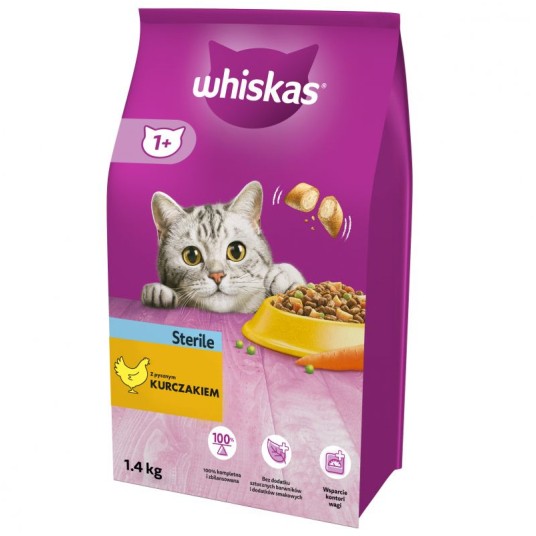 WHISKAS KARMA DLA KOTA PO STERYLIZACJI KURCZAK 1,4 -zdjęcie numer 1