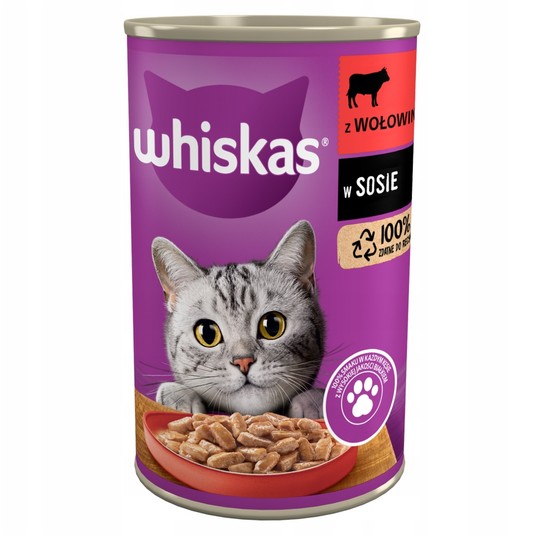 WHISKAS KARMA DLA KOTA WOŁOWINA PUSZKA 400G -zdjęcie numer 1