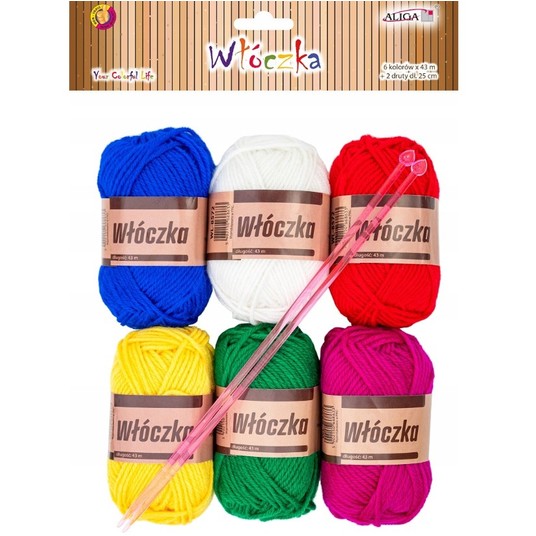WŁÓCZKA MIX KOLORÓW DŁ.43M. (6)+2 DRUTY 25CM 8572 -zdjęcie numer 1