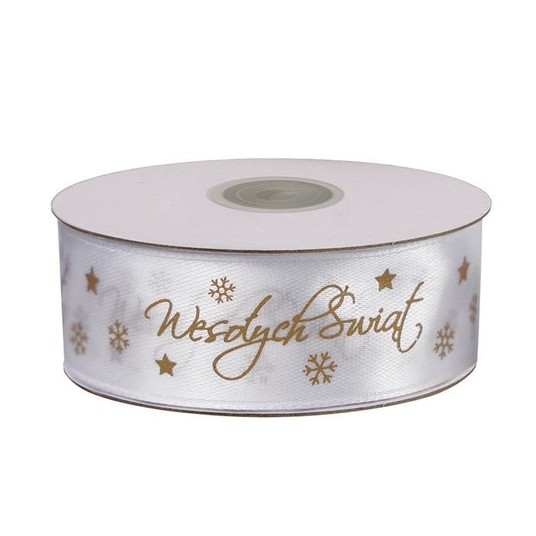 WSTAŻKA SAT.XMASS 25MM/25Y BIA 7837 A'5 -zdjęcie numer 1
