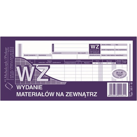 WZ WYDANIE MAT. NA ZEW. 1/3 A4 351-8 WIELOKOPIA -zdjęcie numer 1