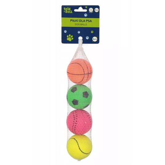 ZABAWKA DLA PSA PILKA 4SZT 6CM MIX TRIK 0668 -zdjęcie numer 1