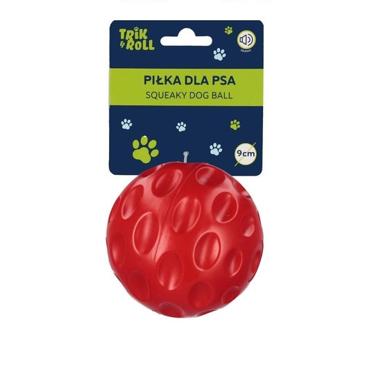 ZABAWKA DLA PSA PIŁKA DŹWIĘK CZERWONA 9CM TRIK2105 -zdjęcie numer 1