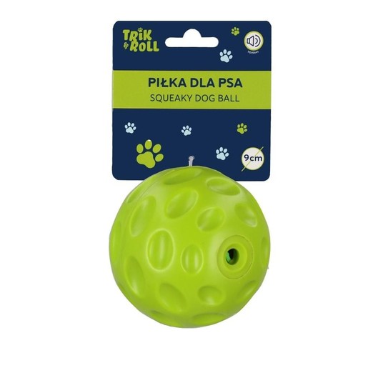 ZABAWKA DLA PSA PIŁKA DŹWIĘK ZIELONA 9CM TRIK 0644 -zdjęcie numer 1
