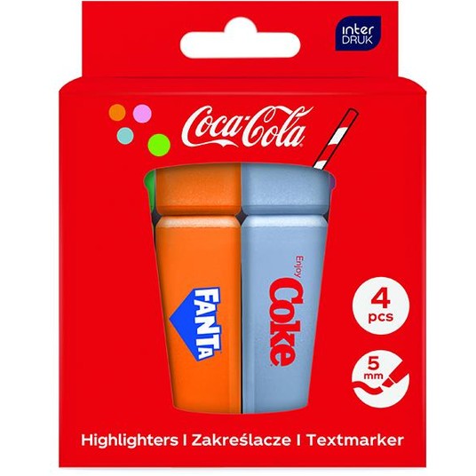 ZAKREŚLACZE 4 KOL. W PUDEŁKU COCA COLA MIX1 3099 -zdjęcie numer 1