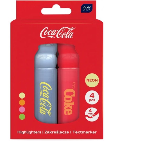 ZAKREŚLACZE 4KOL.W PUDEŁKU COCA COLA MIX2 3105 -zdjęcie numer 1