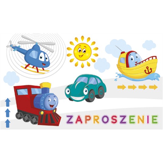 ZAPROSZENIA DZIECIĘCE NR 55670 HUMOR POJAZDY A'10 -zdjęcie numer 1