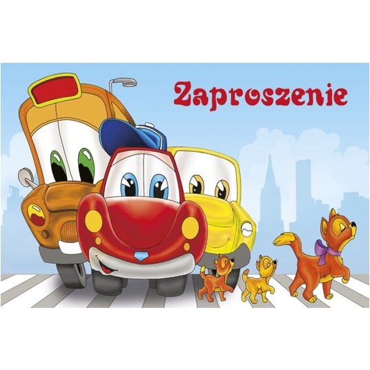 ZAPROSZENIE DZIECIĘCE NR 46229 CHŁOPIEC AUTA A'10 -zdjęcie numer 1