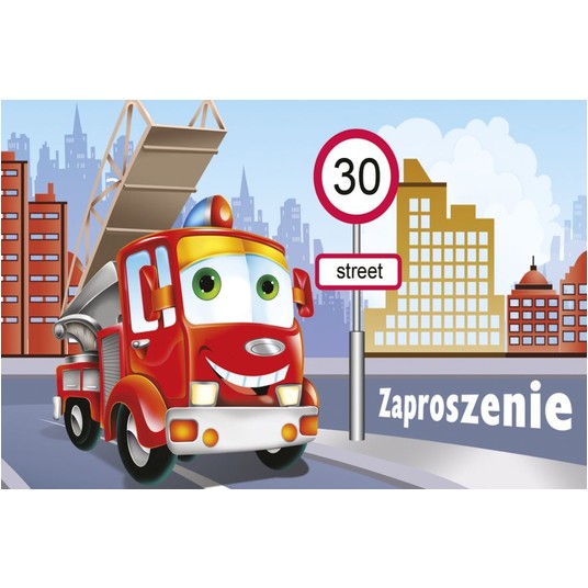 ZAPROSZENIE DZIECIĘCE NR 46231 CHŁOPIEC AUTA A'10 -zdjęcie numer 1