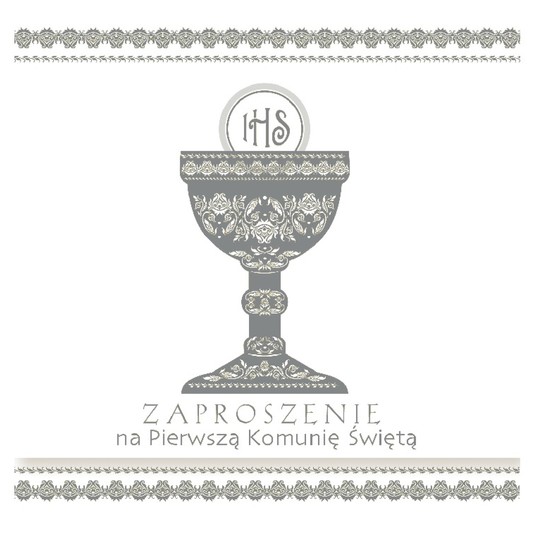 ZAPROSZENIE KWAD. 120X120 SREBRO KOMUNIA 39974 "10 -zdjęcie numer 1