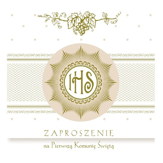 ZAPROSZENIE KWAD.120X120 ZŁOTO KOMUNIA 39818"10 -zdjęcie numer 1