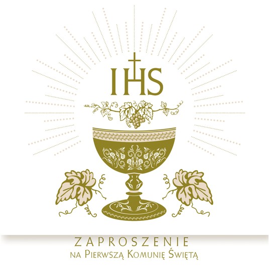 ZAPROSZENIE KWADRAT 120X120 KOMUNIA NR 39813 ZŁOTE -zdjęcie numer 1