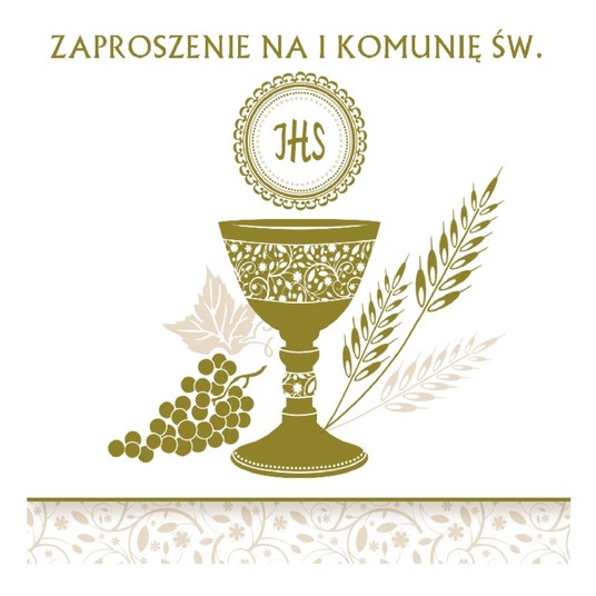 ZAPROSZENIE KWADRAT 120X120 ZŁ KOMUNIA 39820 A'10 -zdjęcie numer 1