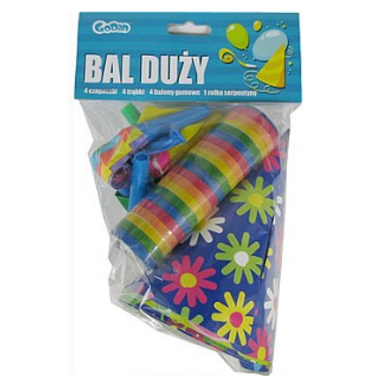 ZESTAW BAL DUŻY (PO 4 CZAP.,TRĄBKI,BALONY, 1 SERP) -zdjęcie numer 1
