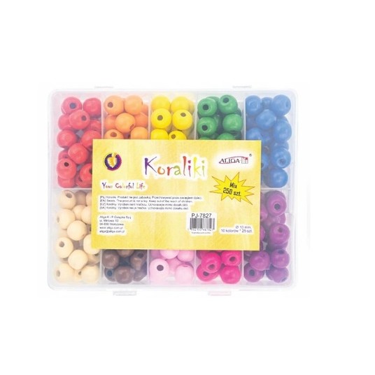 ZESTAW KORALIKÓW DREW. W PUDEŁKU 10KOL/10MM 7827 -zdjęcie numer 1