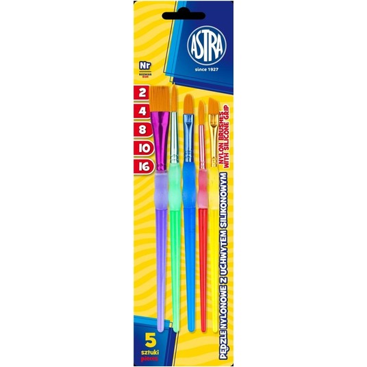 Zestaw pędzli ASTRA nylon. uchwyt silikon. 5 szt. -zdjęcie numer 1