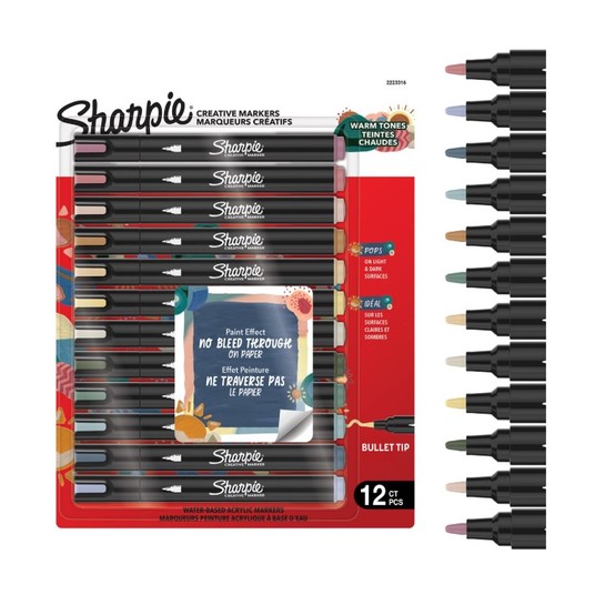 ZESTAW SHARPIE KREATYWNE MARKERY AKRYLOWE 12KOL -zdjęcie numer 1