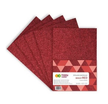 ARKUSZE PIANKOWE BROKATOWE A4/ 5 ARK.CZERWONE 7248