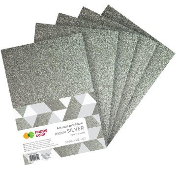 ARKUSZE PIANKOWE BROKATOWE A4/ 5 ARK. SREBRNE 3109