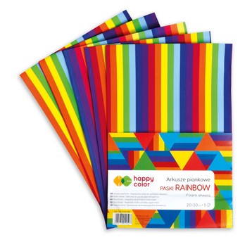 Arkusze piankowe RAINBOW Paski, A4, 5 ark., Happy