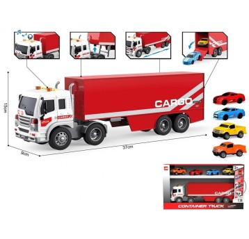 Auto Ciężarówka 1:16 + autka 4 światło/dźwięk 8978