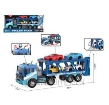 AUTO LAWETA + SAMOCHODY x4 ŚWIATŁO DŹW. 1:16 2686