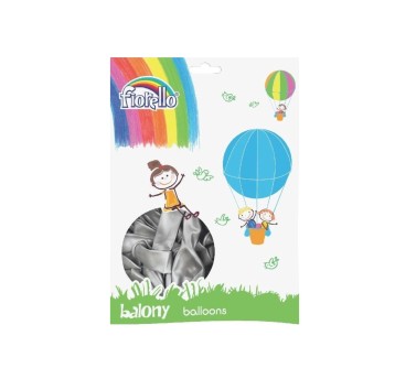 BALON 12 METAL (100) SREBRNY FIORELLO 4741